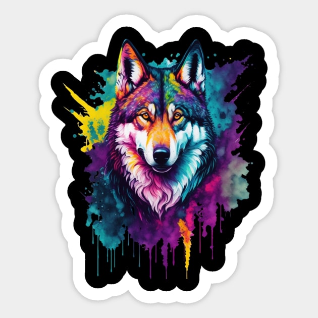 The Watercolor Wolf Sticker by Daniel99K